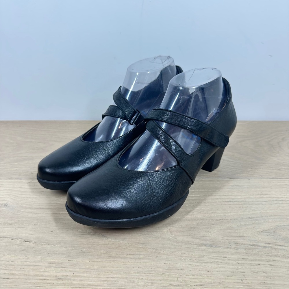 Wolky Mary Jane Pumps Women 7 Black Leather Cross Strap Block Heel Comfort Shoes
